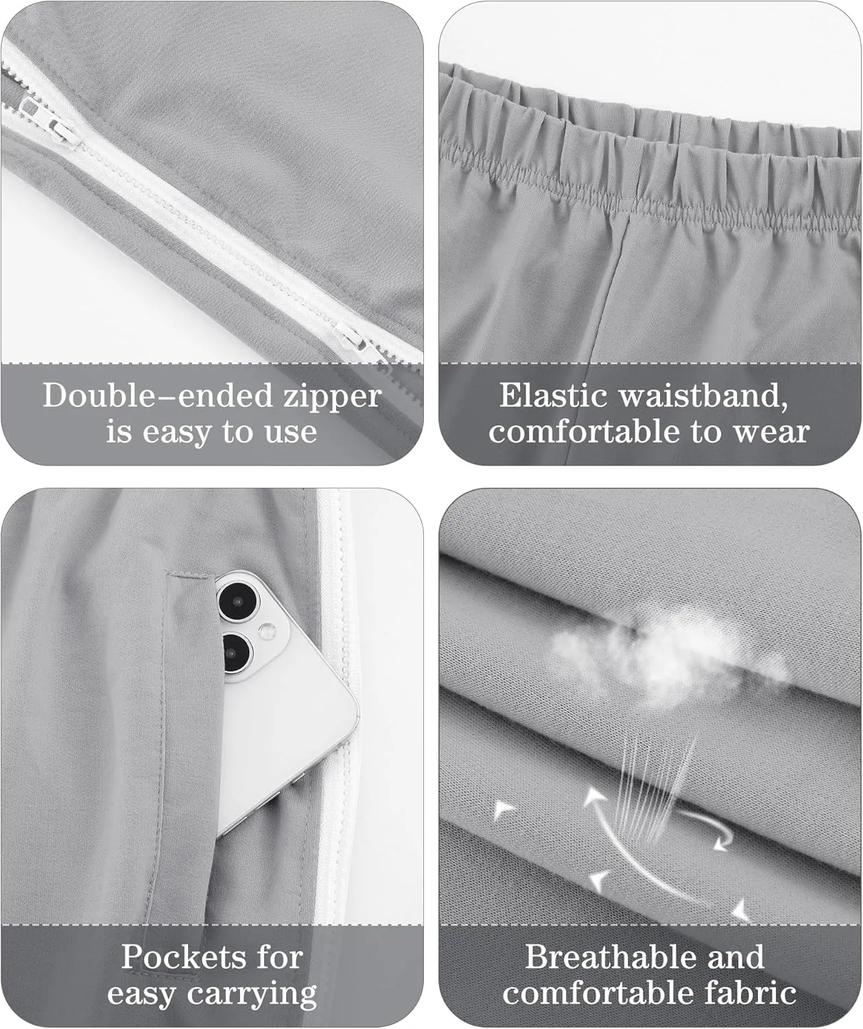 2 Pack Tear Away Pants for Men Sweat Basketball Pants 2 Side Zippers off Full Open Sweatpant with Pockets