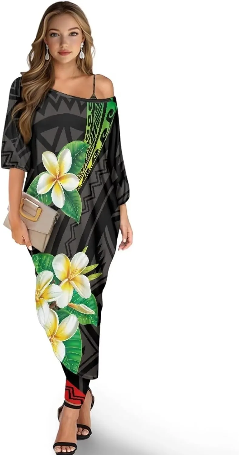 2 Pieces Polynesian Traditional Women Clothing Samoa Puletasi Dress Ladies Casual Tops and Skinny Pants Set