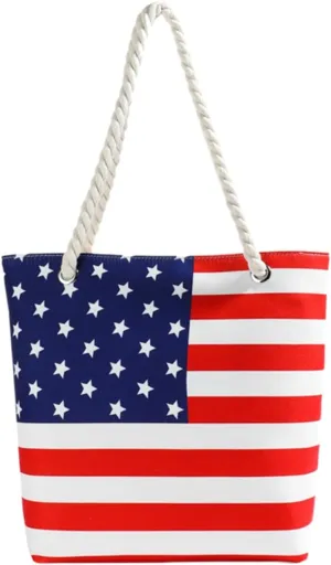 4th Of July Canvas Tote Bag Patriotic American Flag Women Men Reusable Shoulder Bags Gym Travel Usa Beach Bag