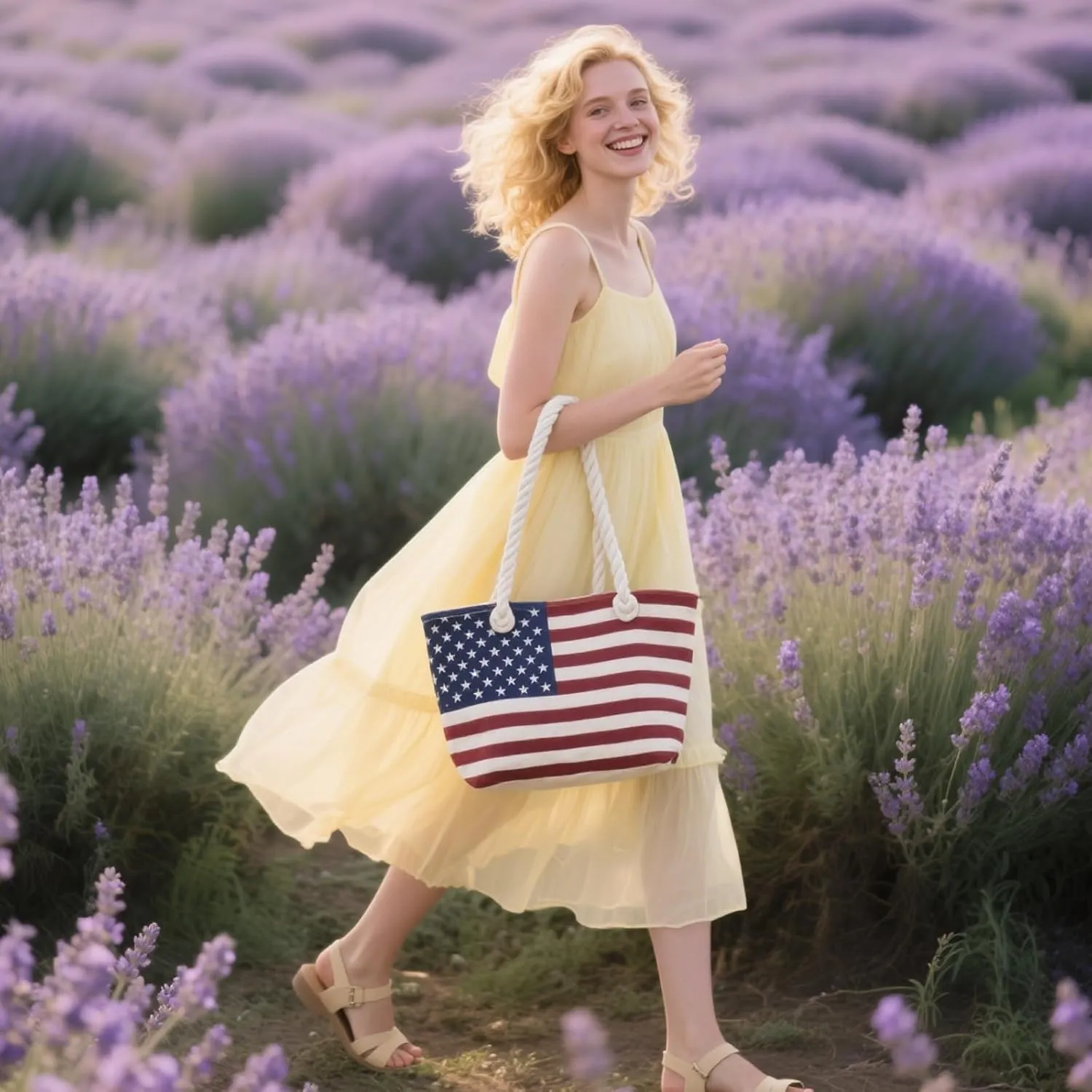 4th Of July Canvas Tote Bag Patriotic American Flag Women Men Reusable Shoulder Bags Gym Travel Usa Beach Bag