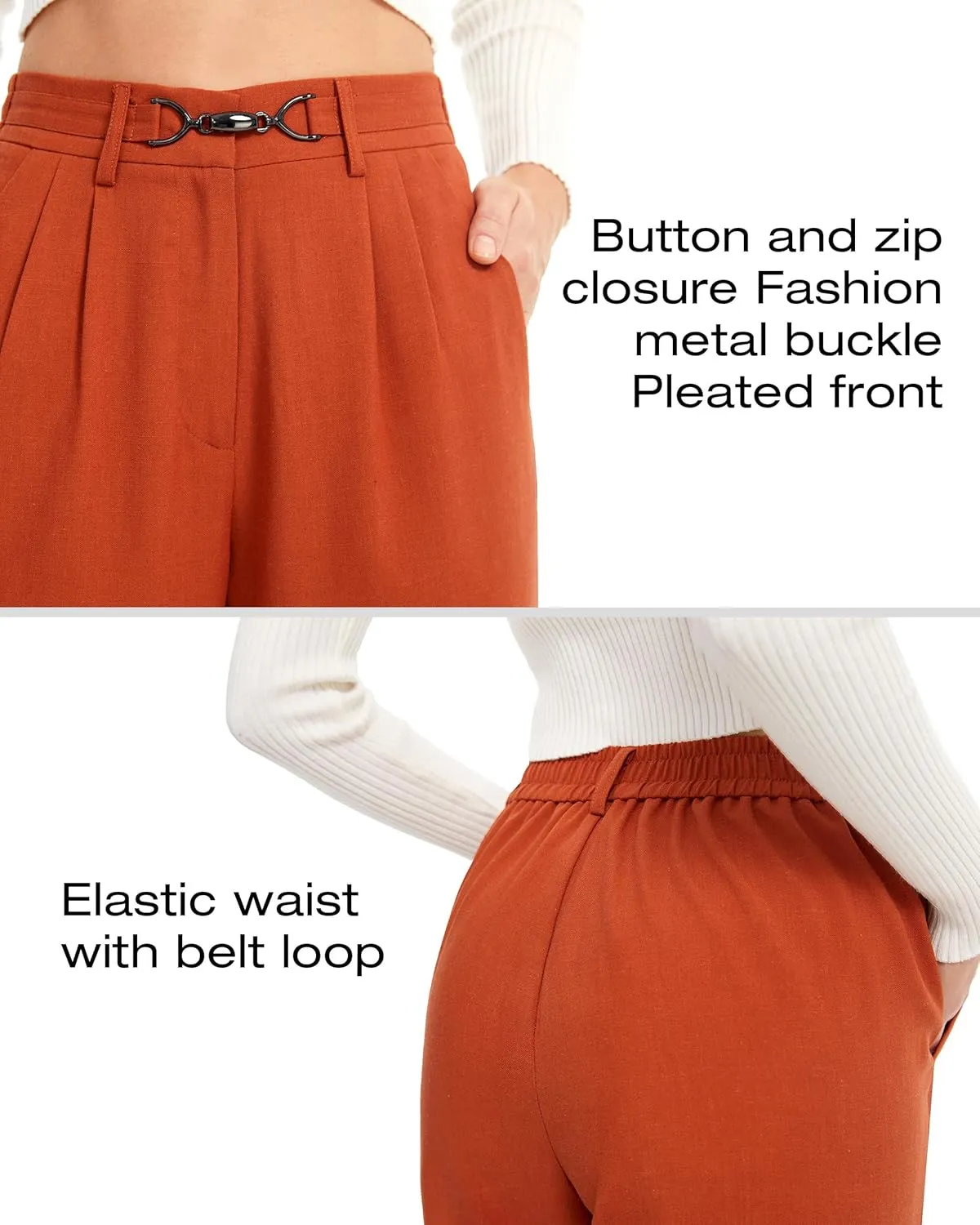 AFITNE Womens Linen Wide Leg Pants High Waist Casual Loose Palazzo Pants with Pockets Flowy Lounge Work Pants 28