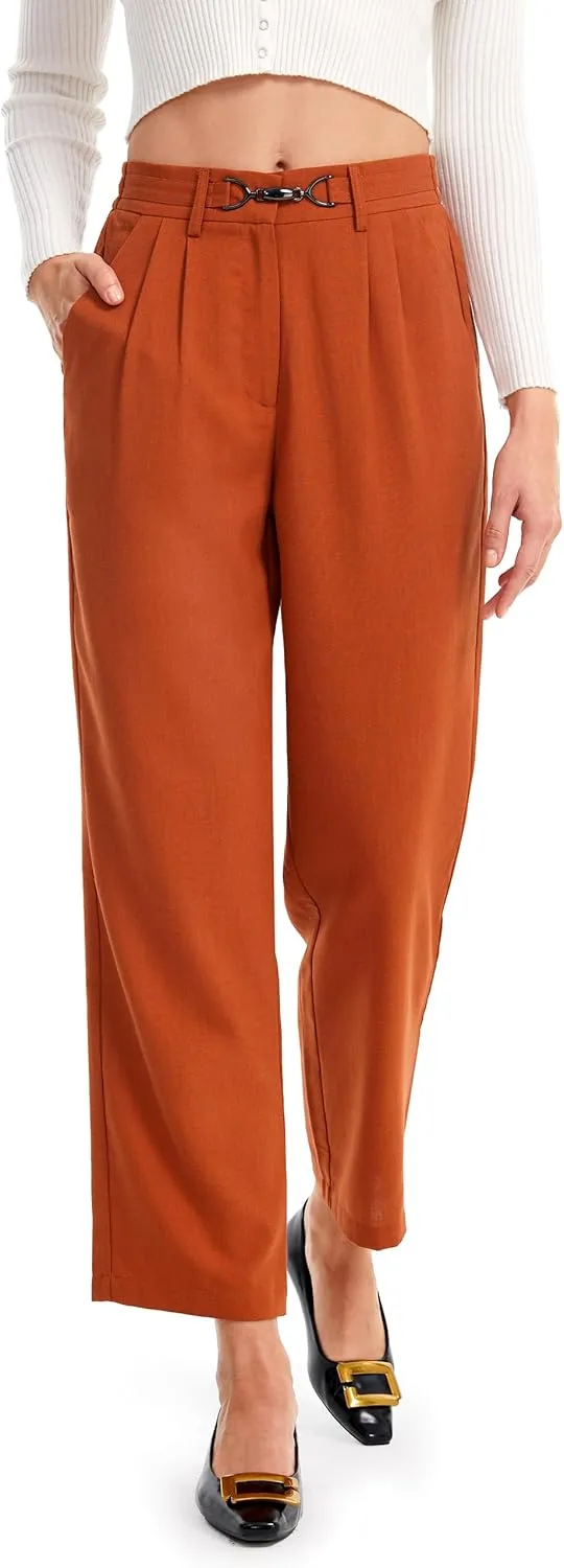 AFITNE Womens Linen Wide Leg Pants High Waist Casual Loose Palazzo Pants with Pockets Flowy Lounge Work Pants 28