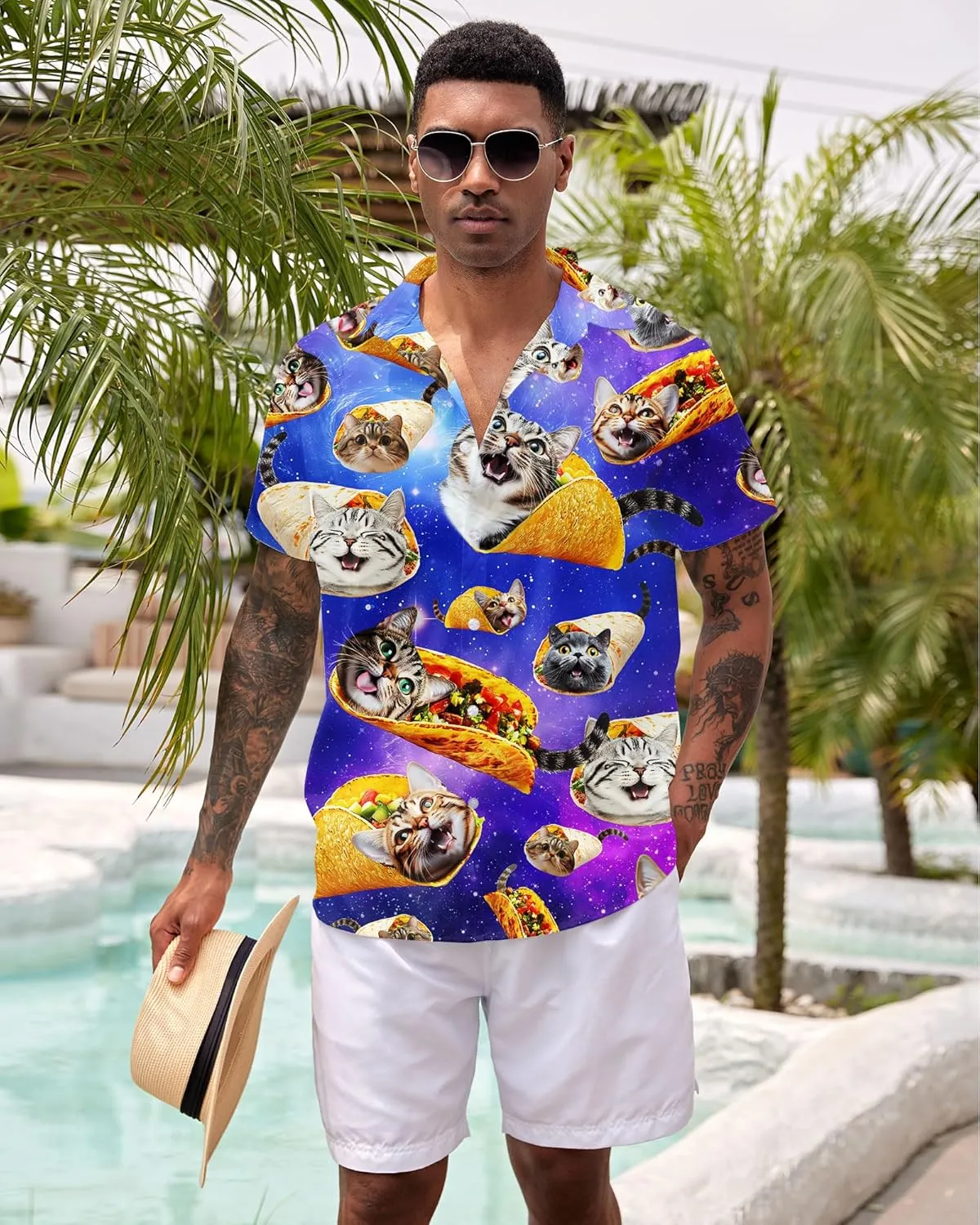 ALISISTER Mens Button Down Short Sleeve Dress Shirt Novelty Hawaiian Holiday Summer Funny Tops