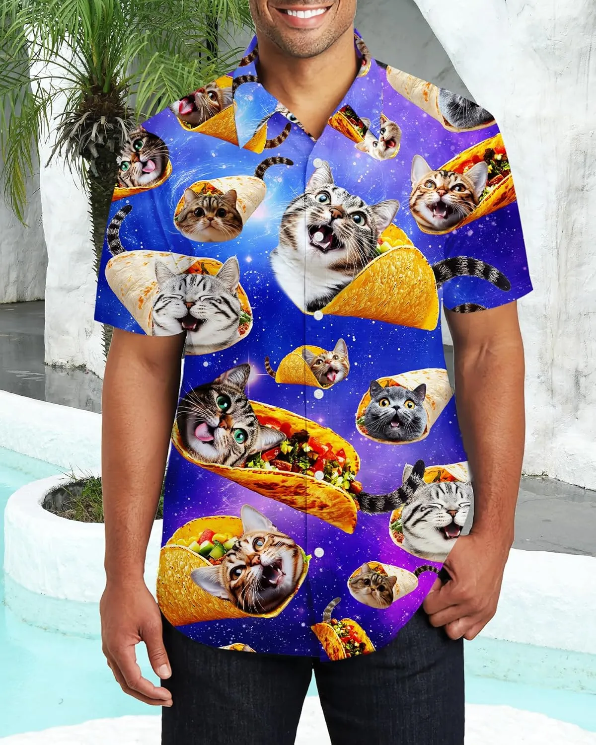 ALISISTER Mens Button Down Short Sleeve Dress Shirt Novelty Hawaiian Holiday Summer Funny Tops
