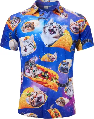 ALISISTER Mens Button Down Short Sleeve Dress Shirt Novelty Hawaiian Holiday Summer Funny Tops