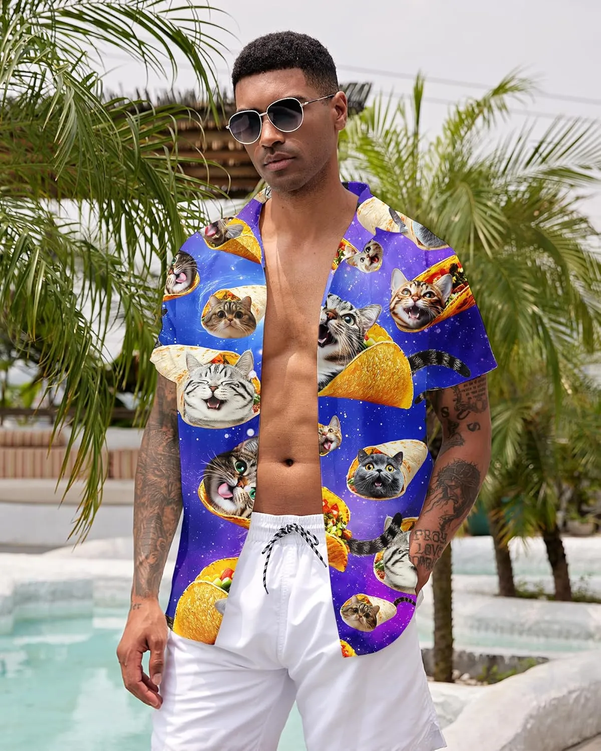 ALISISTER Mens Button Down Short Sleeve Dress Shirt Novelty Hawaiian Holiday Summer Funny Tops