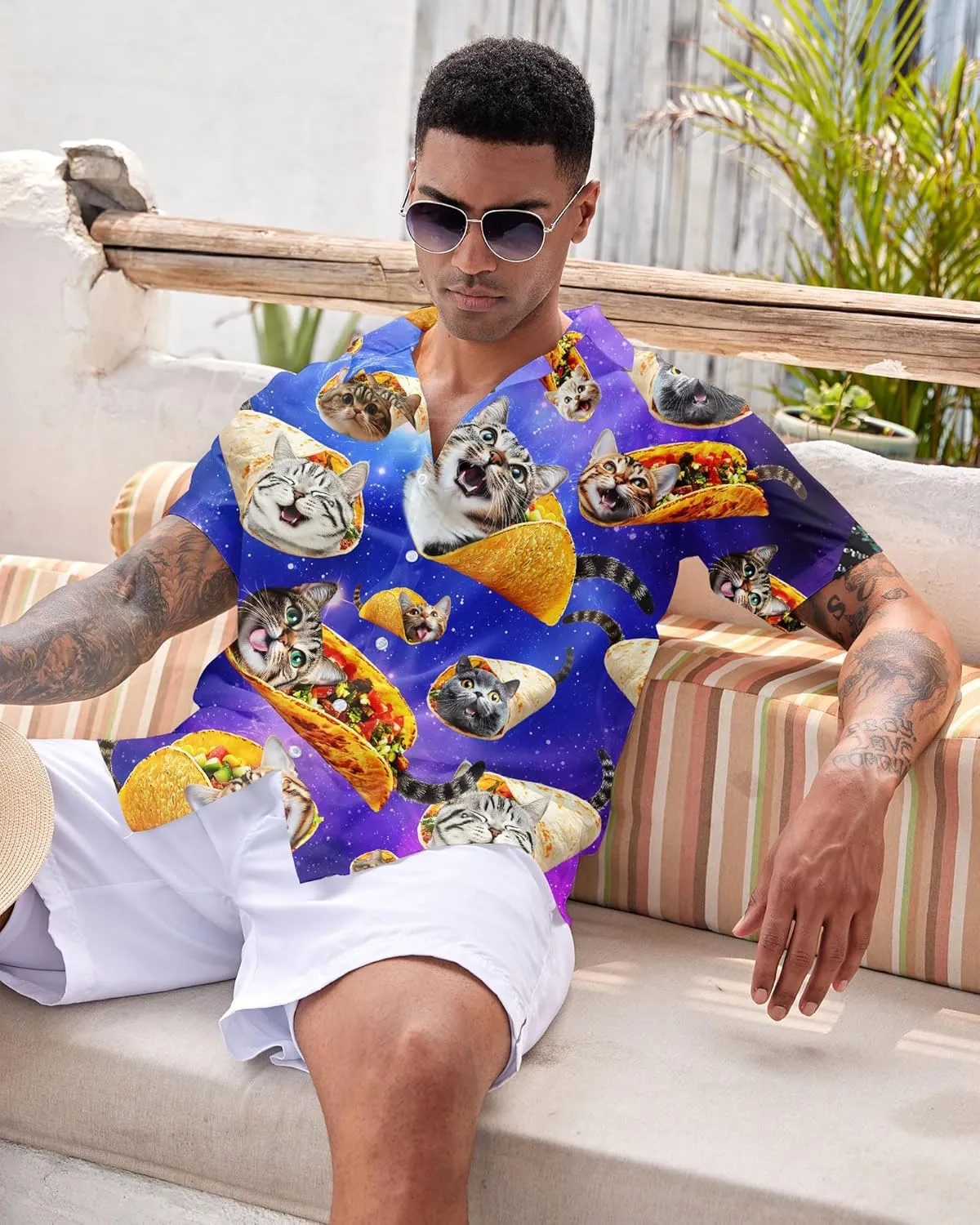 ALISISTER Mens Button Down Short Sleeve Dress Shirt Novelty Hawaiian Holiday Summer Funny Tops