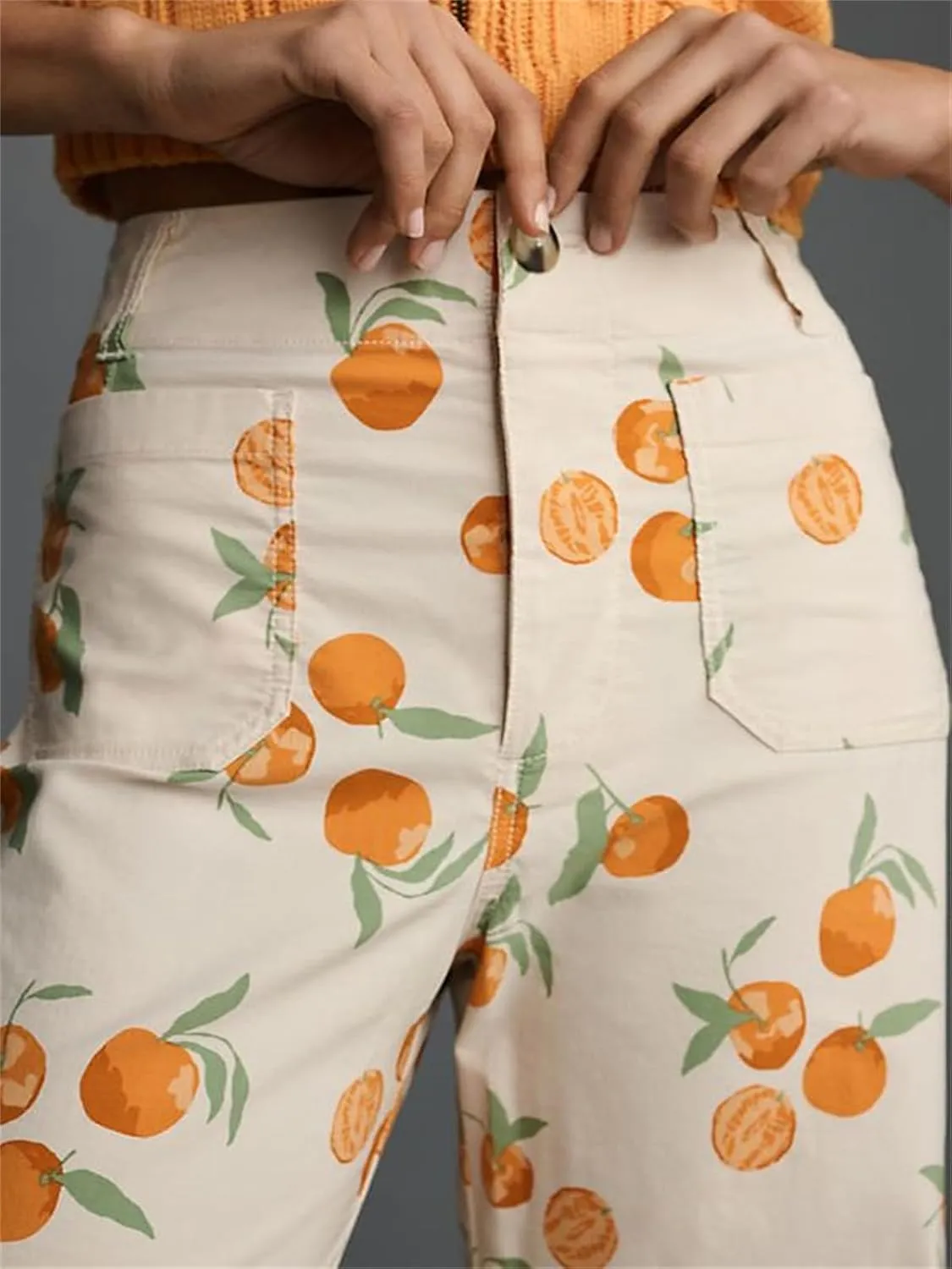 Alyweatry Women BUON Appetito Print Jeans High Waist Straight Leg Summer Fruit Tapas Print Denim Pants