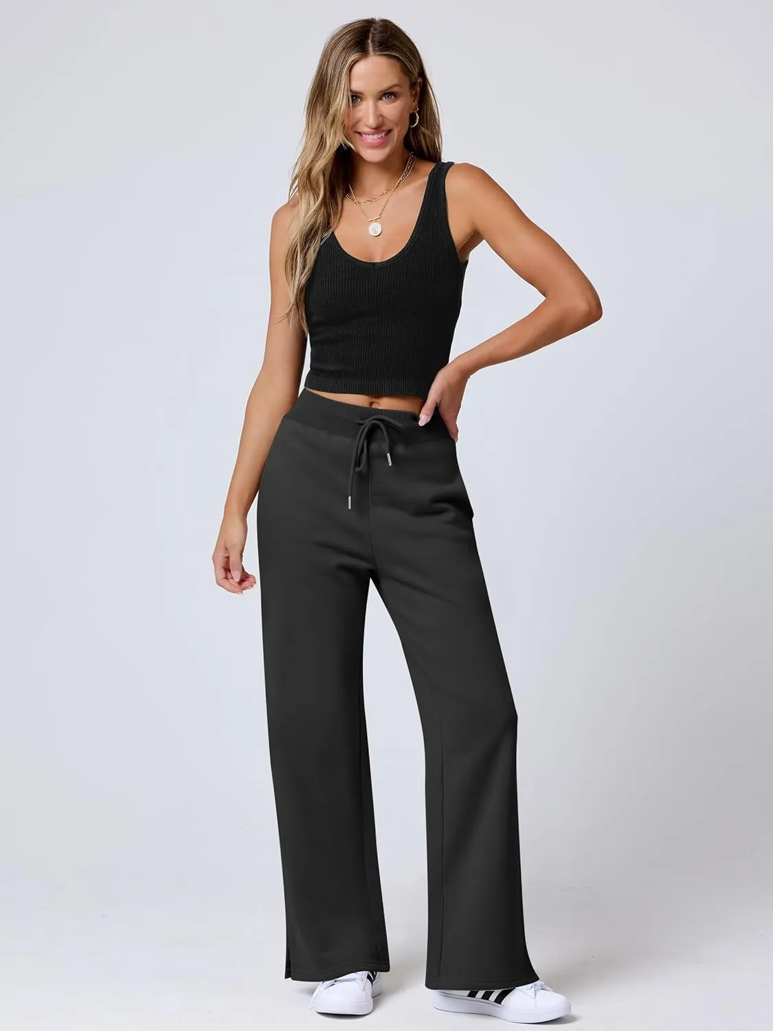 ANRABESS Women's Sweatpants Straight Leg High Waist Casual Drawstring Sweat Pants Workout Athletic Joggers with Pockets