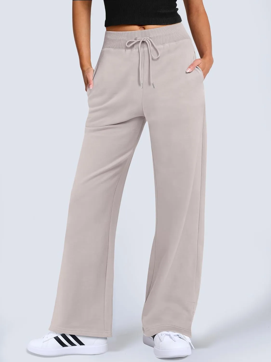 ANRABESS Women's Sweatpants Straight Leg High Waist Casual Drawstring Sweat Pants Workout Athletic Joggers with Pockets