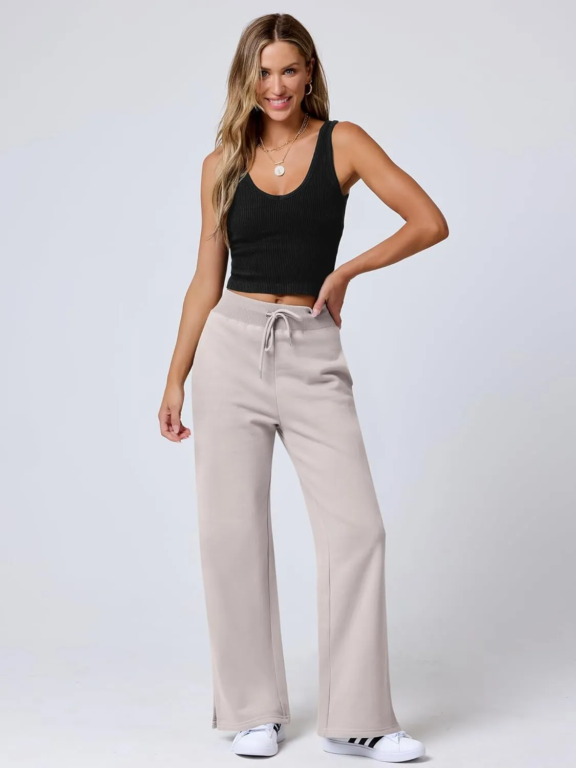 ANRABESS Women's Sweatpants Straight Leg High Waist Casual Drawstring Sweat Pants Workout Athletic Joggers with Pockets
