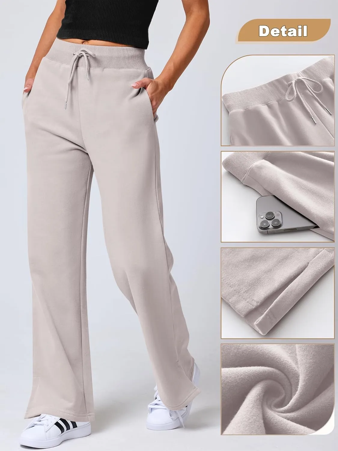 ANRABESS Women's Sweatpants Straight Leg High Waist Casual Drawstring Sweat Pants Workout Athletic Joggers with Pockets