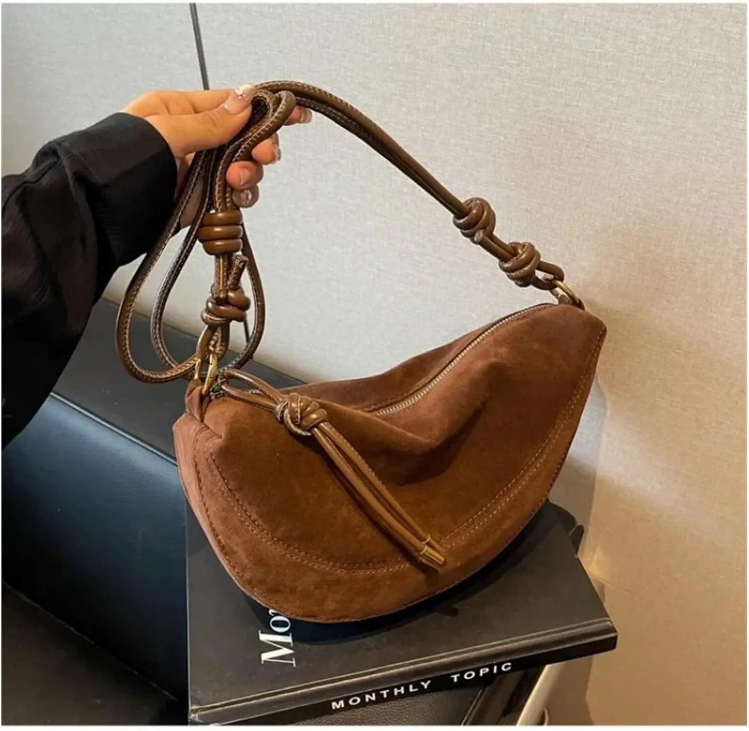 Autumn & Winter Suede Crossbody Bag for Women, Single Shoulder & Underarm Dumpling Bag Well made