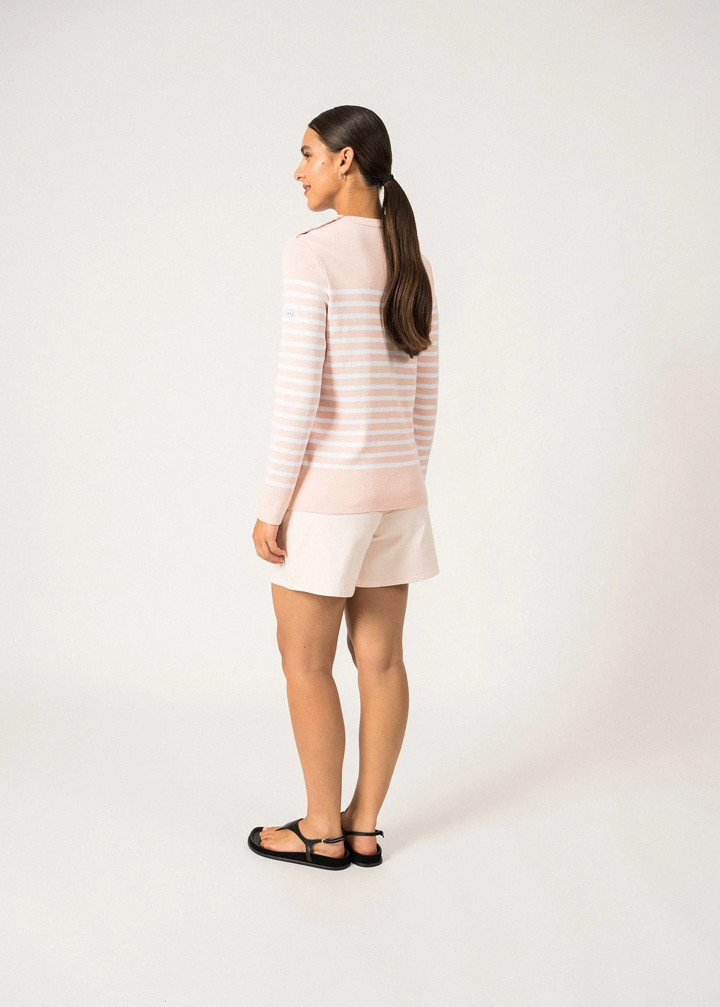 Avignon striped sailor jumper - in cotton (POUDRE/BLANC)