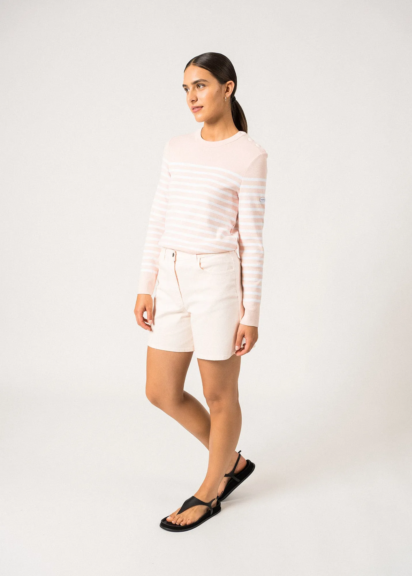 Avignon striped sailor jumper - in cotton (POUDRE/BLANC)