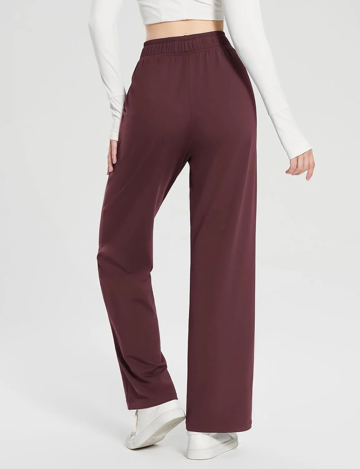 baleaf Fleece Lined Thermal Pants Women Sweatpants Wide Leg Water Resistant Casual Lounge with Pockets Yoga Workout