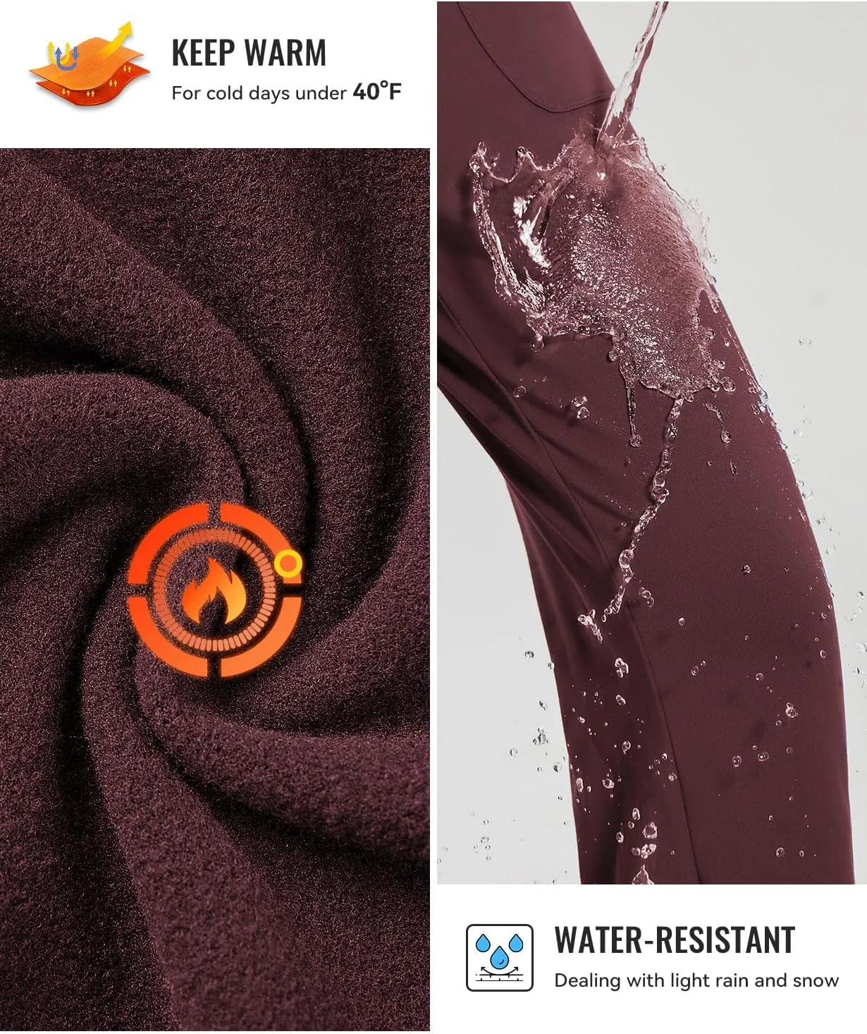 baleaf Fleece Lined Thermal Pants Women Sweatpants Wide Leg Water Resistant Casual Lounge with Pockets Yoga Workout