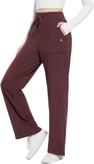 baleaf Fleece Lined Thermal Pants Women Sweatpants Wide Leg Water Resistant Casual Lounge with Pockets Yoga Workout