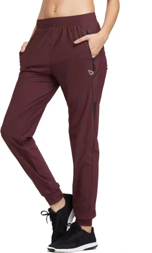 baleaf Women's Joggers Running Hiking Pants Lightweight Quick Dry Athletic Travel Workout with Zipper Pockets
