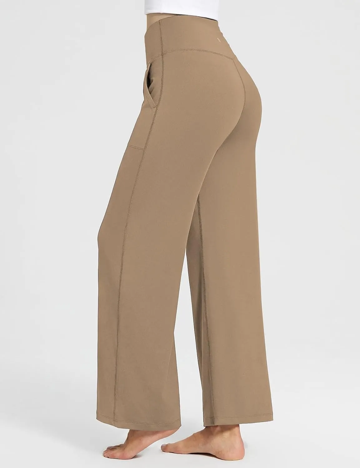 baleaf Womens Wide Leg Dress Pants Stretch High Waist Yoga Pants Casual Slacks Pockets Pull On Travel Petite Plus Size