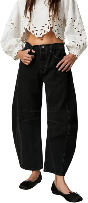 Barrel Jeans Women Baggy Boyfriend Jeans for Women y2k Cargo Wide Leg High Waist Midrise Button Fly 2024 Fall