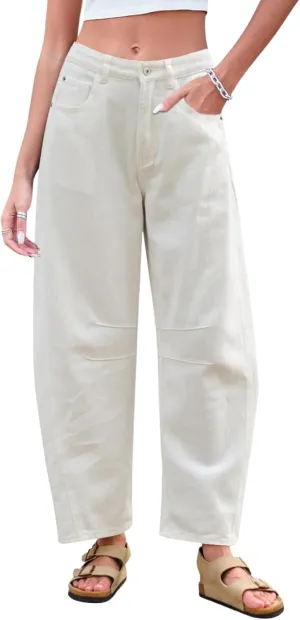 Barrel Jeans Women Baggy Boyfriend Jeans for Women y2k Cargo Wide Leg High Waist Midrise Button Fly 2024 Fall