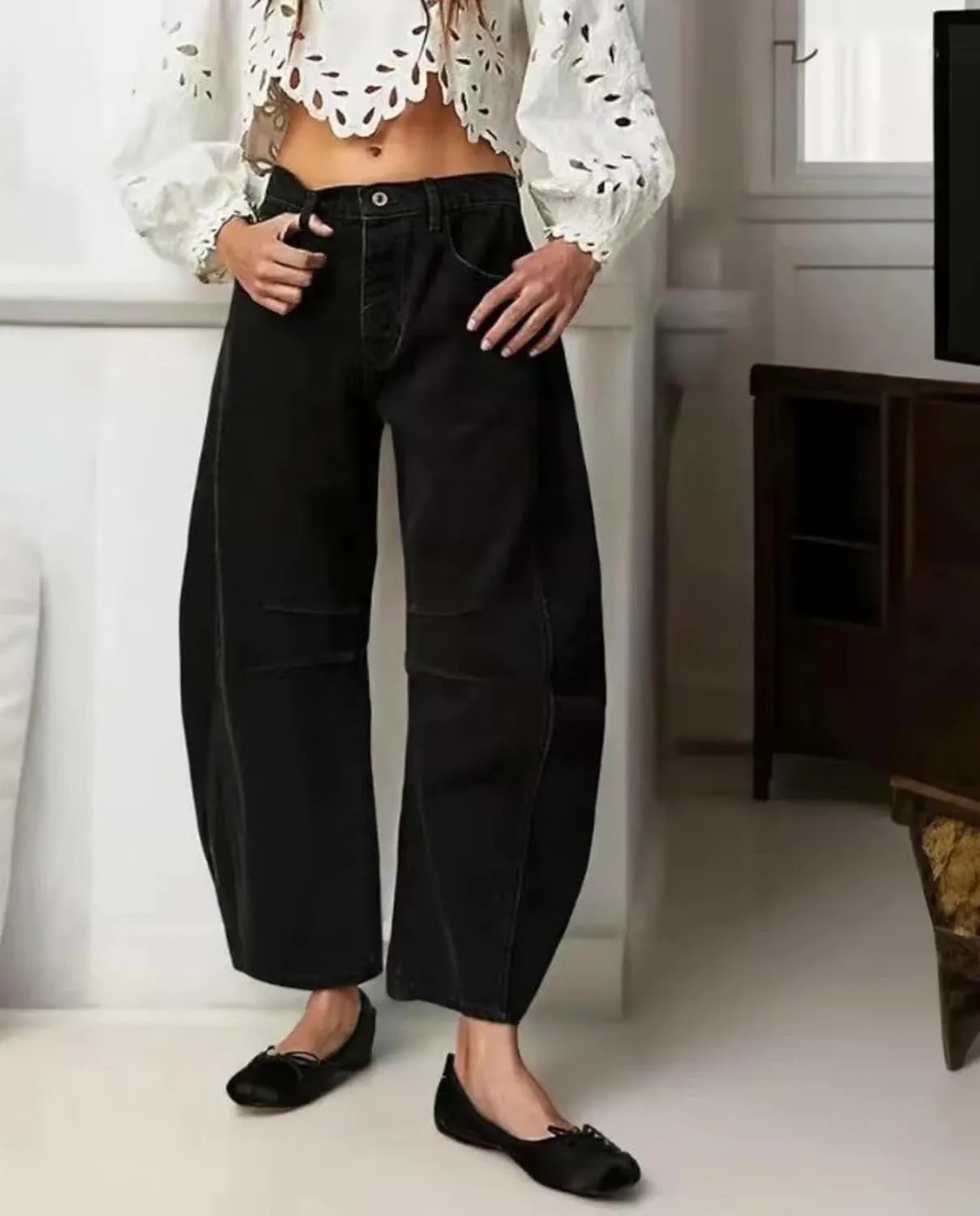 Barrel Jeans Women Baggy Boyfriend Jeans for Women y2k Cargo Wide Leg High Waist Midrise Button Fly 2024 Fall
