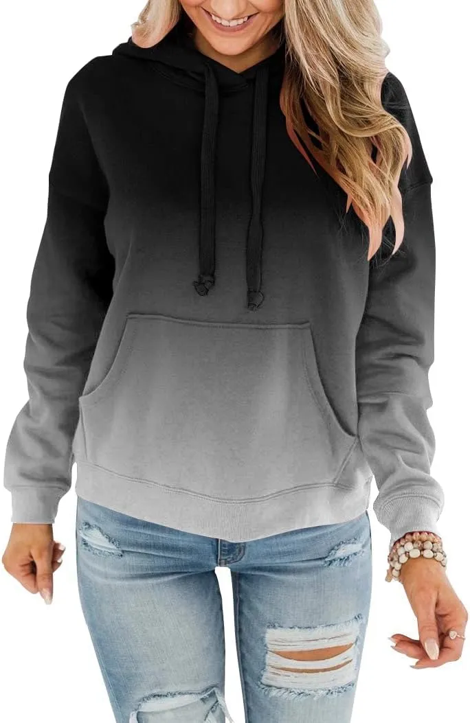 BeadChica Womens Casual Hoodies Crew Neck Long Sleeve Sweatshirts With Pocket Lightweight Pullover Tops