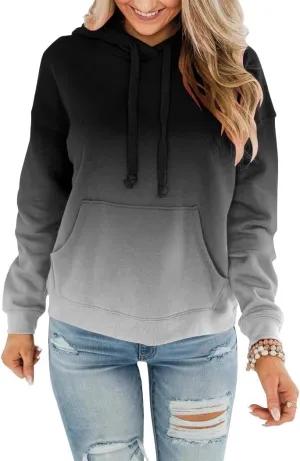 BeadChica Womens Casual Hoodies Crew Neck Long Sleeve Sweatshirts With Pocket Lightweight Pullover Tops