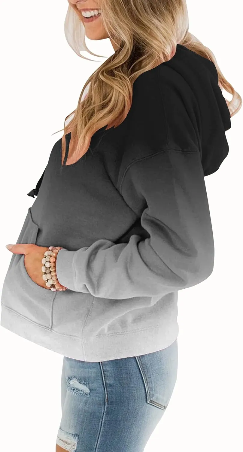 BeadChica Womens Casual Hoodies Crew Neck Long Sleeve Sweatshirts With Pocket Lightweight Pullover Tops