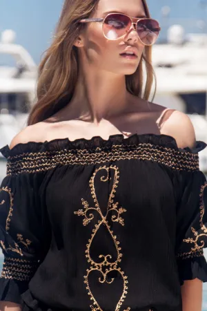 Black Cotton off the shoulder Holiday Top