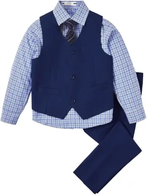 Boys 4-Pieces Suits Slim Fit Kids Outfits Vest Dress Pants Sets Formal Suit for Boy