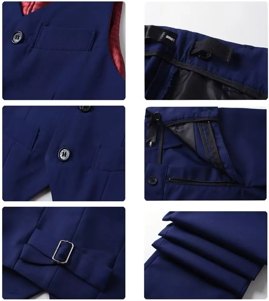 Boys 4-Pieces Suits Slim Fit Kids Outfits Vest Dress Pants Sets Formal Suit for Boy