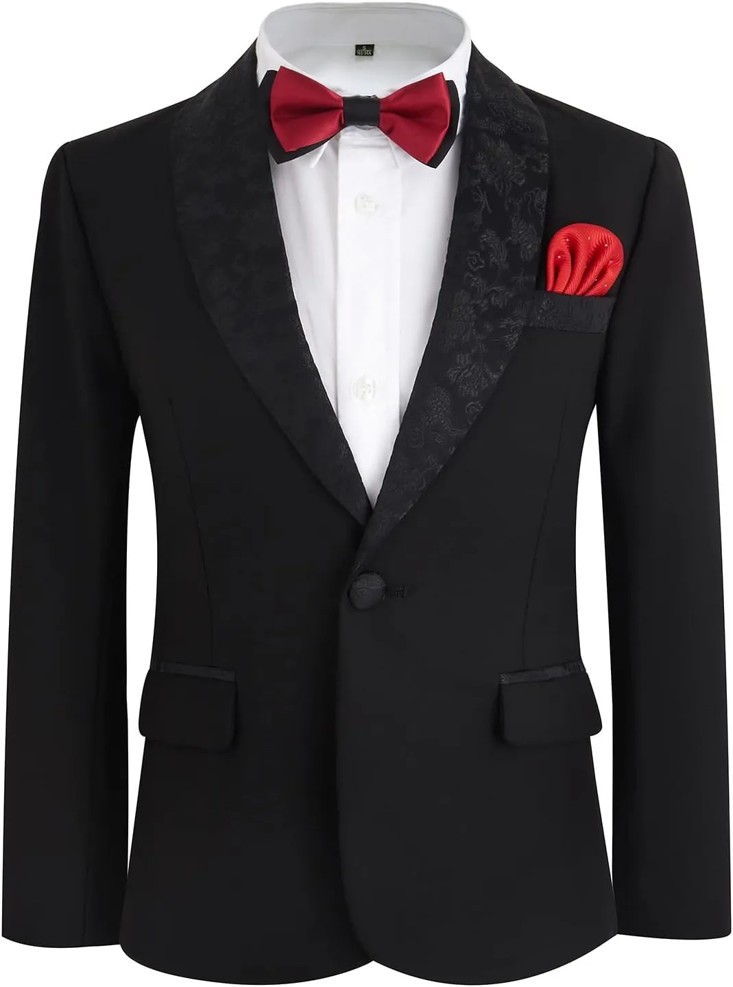 Boys Tuxedo Suit 3 Pieces Kids Formal Slim Fit Velvet Suits Set for Wedding Prom Party