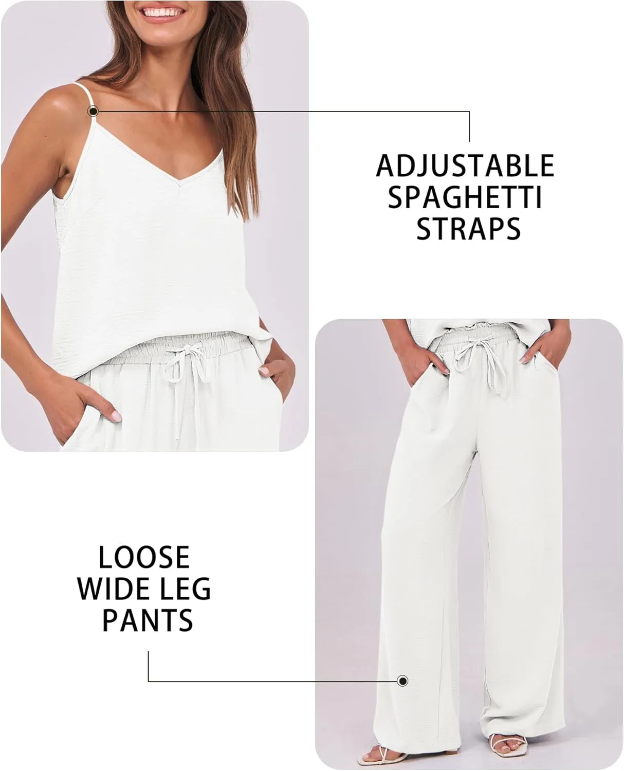 Caracilia 2 Piece Lounge Sets for Women Summer Casual Matching Wide Leg Pants Beach Travel Vacation 2025 Trendy Outfits