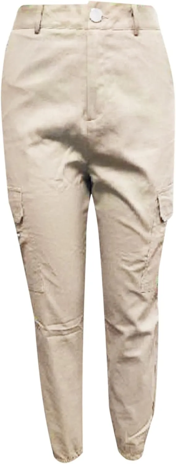 Cargo Leggings with Pockets for Women Casual Skinny Pockets High Waist Pants Stretch Bound Feet Ripstop Cargo Trouser