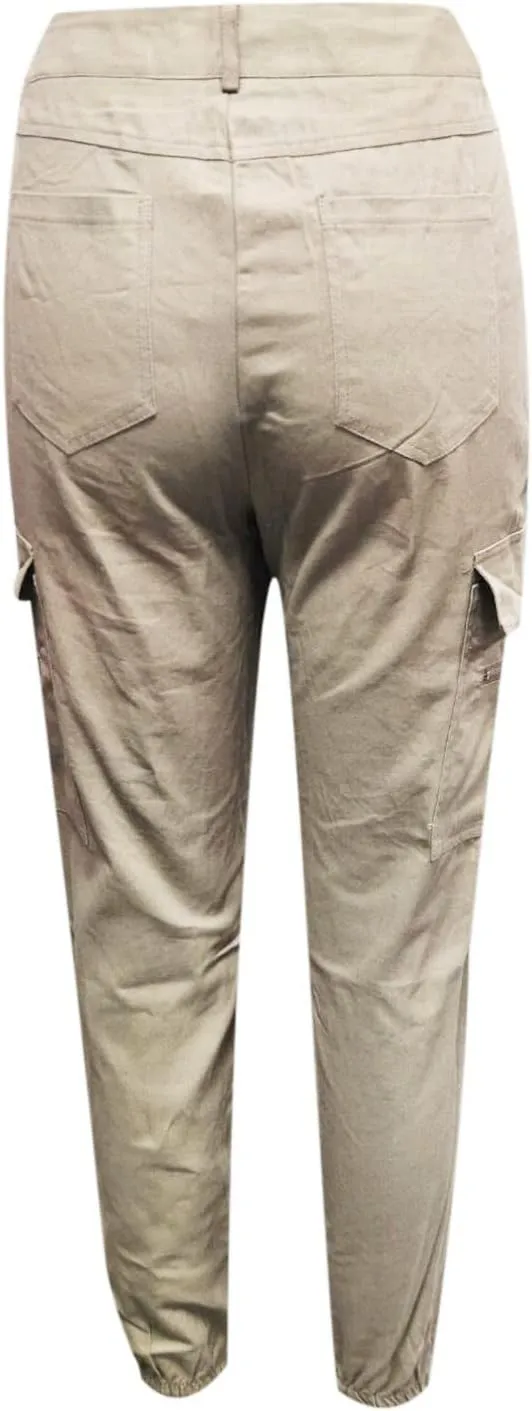 Cargo Leggings with Pockets for Women Casual Skinny Pockets High Waist Pants Stretch Bound Feet Ripstop Cargo Trouser