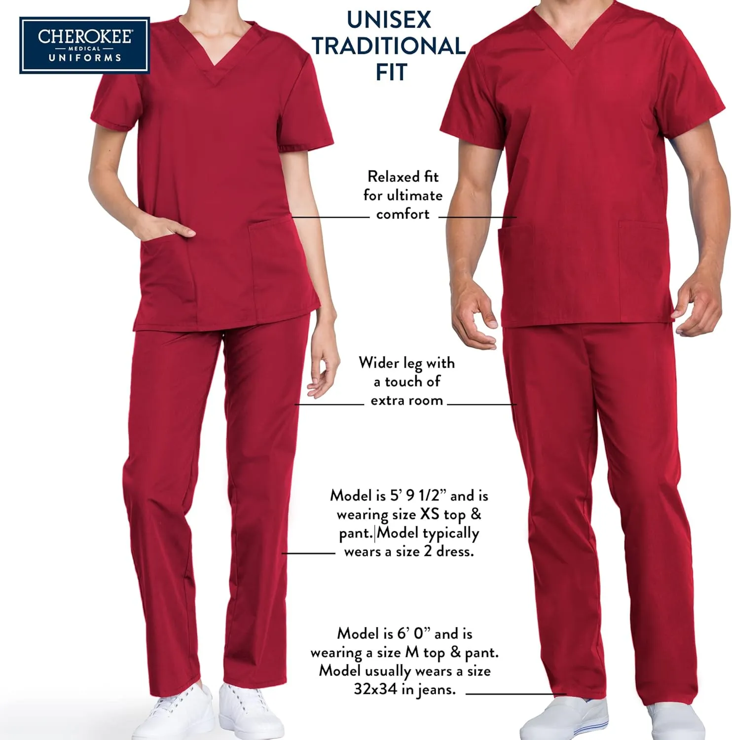 Cherokee Cargo Pant for Men and Women with 3 Pockets Adjustable Webbed Drawstring 4100