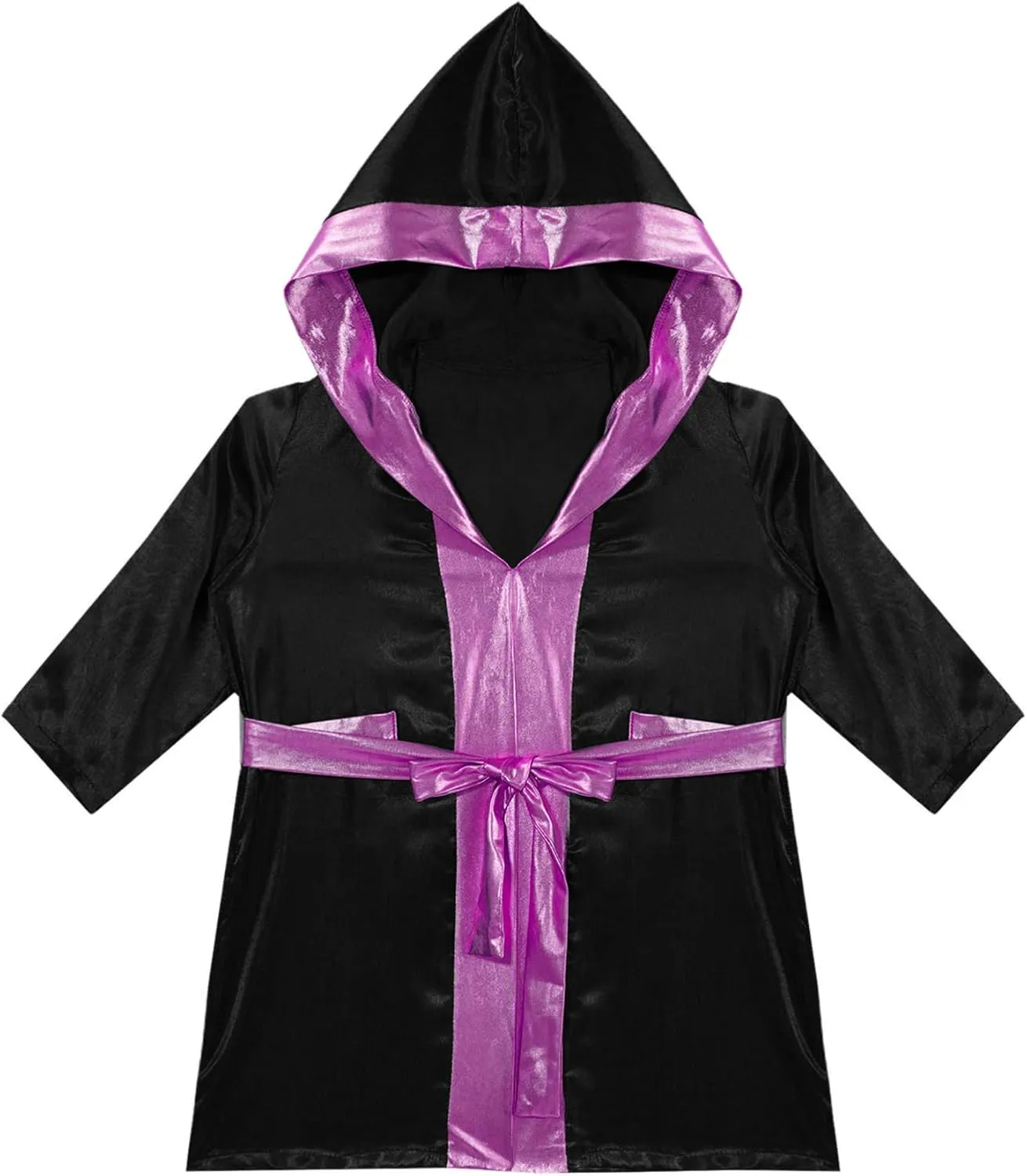 CHICTRY Kids Boys Boxing Robe Metallic Hooded Boxing Tops Cloak Christmas Boxer Cosplay Costume with Belt Set