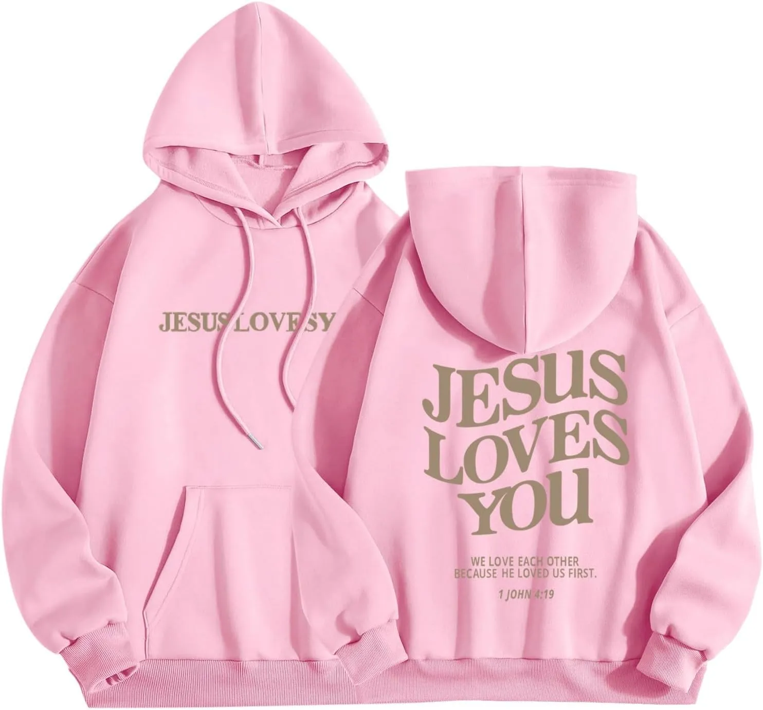 Christian Hoodies Women Men Jesus Loves You Letter Graphic Sweatshirt Casual Long Sleeve Oversized Y2k Pullover Tops