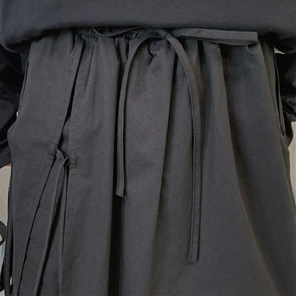 CLANMILUMS Mens Gothic Skirts Pant Japanese Harajuku Black Harem Pants