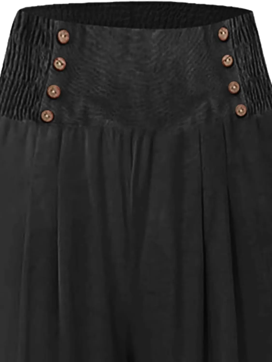 Cropped Wide Leg Pants for Women Summer Fashion Button Cotton Linen Pants High Waisted Lightweight Casual Trousers
