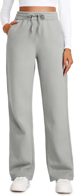 CRZ YOGA Cotton Fleece Lined Sweatpants Women 30" Straight Leg Casual Lounge Sweat Pants for Women