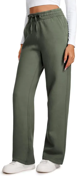 CRZ YOGA Cotton Fleece Lined Sweatpants Women 30" Straight Leg Casual Lounge Sweat Pants for Women