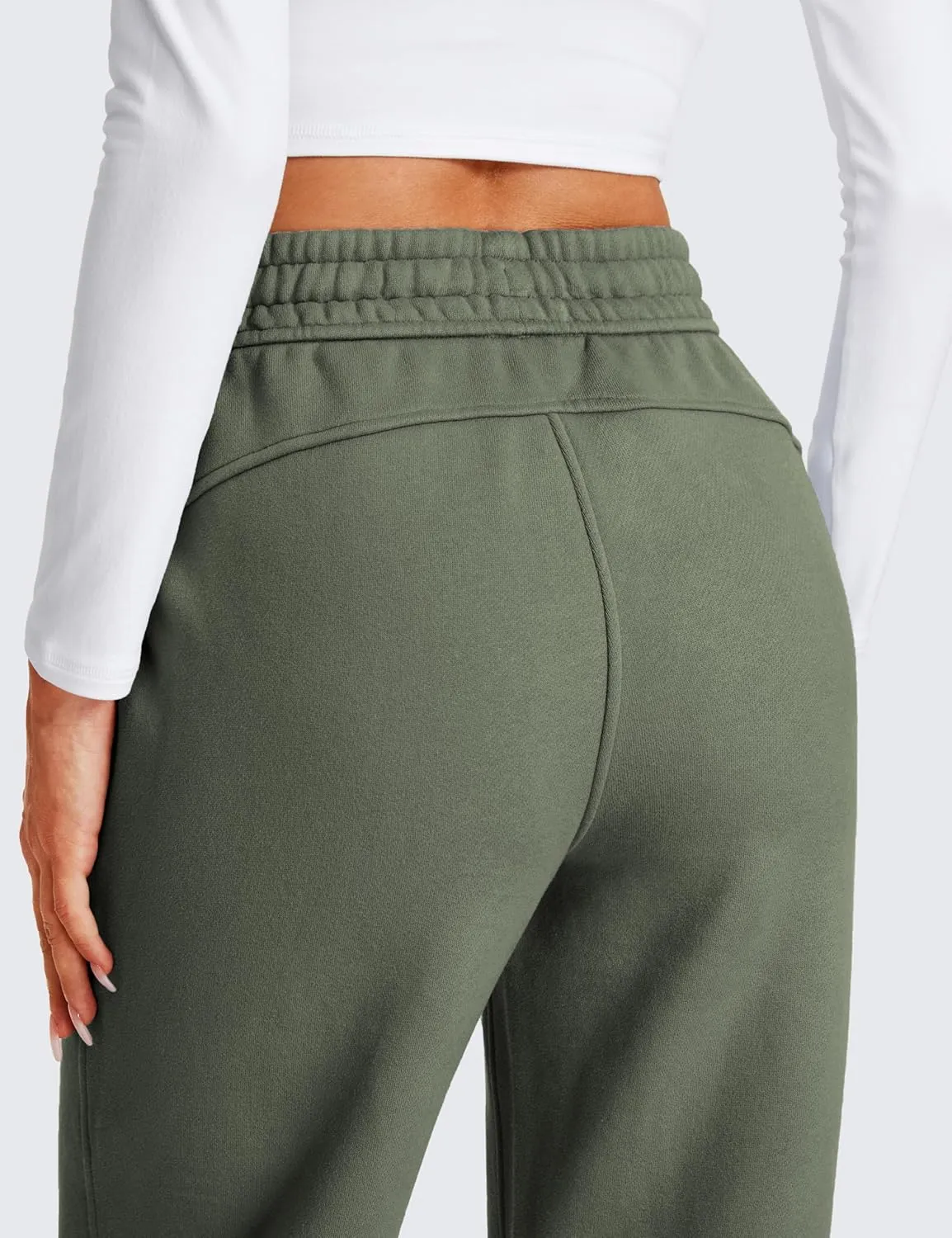 CRZ YOGA Cotton Fleece Lined Sweatpants Women 30" Straight Leg Casual Lounge Sweat Pants for Women