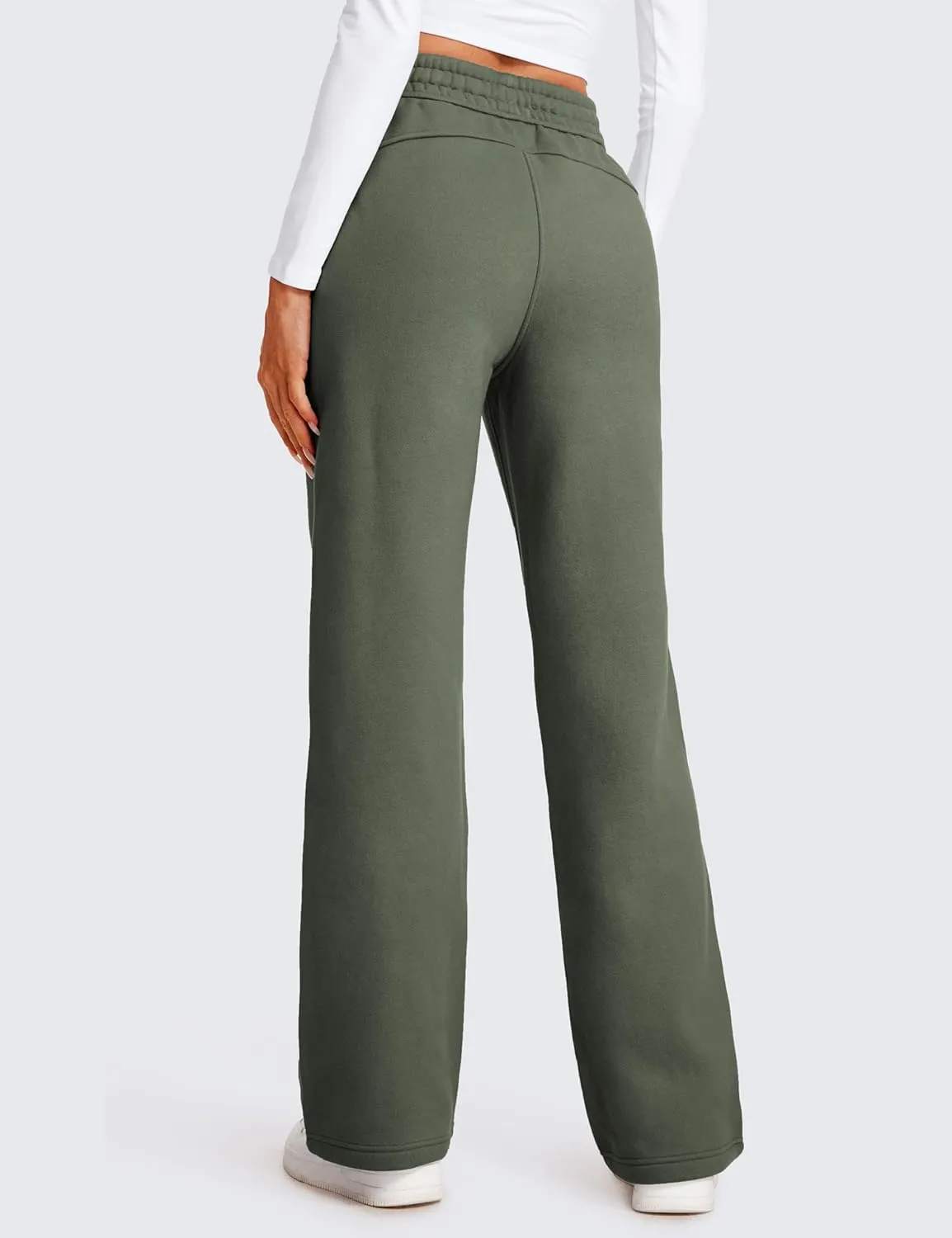 CRZ YOGA Cotton Fleece Lined Sweatpants Women 30" Straight Leg Casual Lounge Sweat Pants for Women