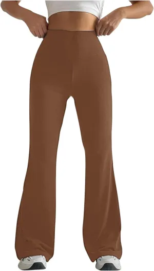 DASAYO Wide Leg Trousers Women High Waist Tummy Control Butt Lifting Flare Yoga Pants Stretchy Workout Bootcut Leggings