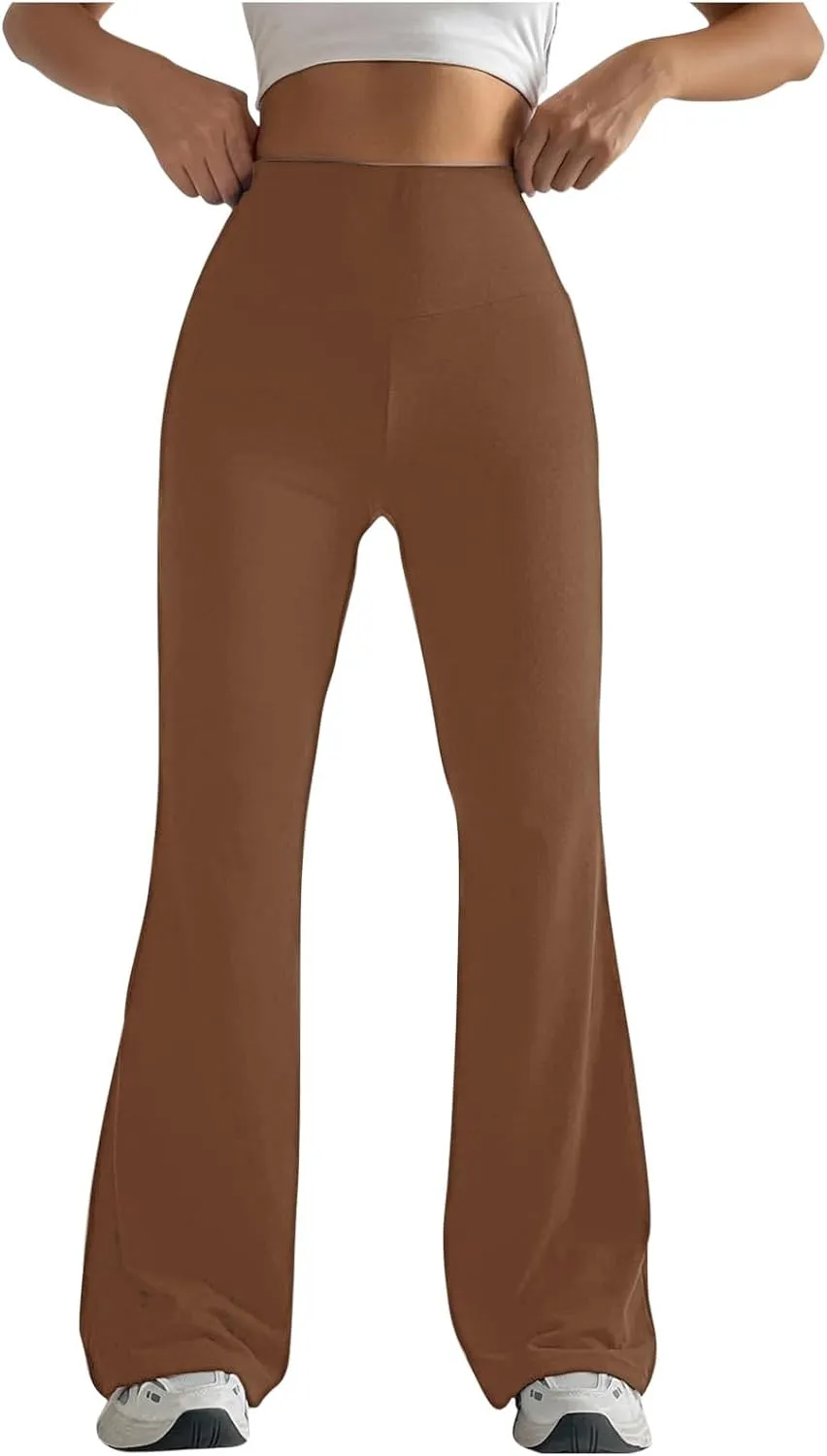 DASAYO Wide Leg Trousers Women High Waist Tummy Control Butt Lifting Flare Yoga Pants Stretchy Workout Bootcut Leggings