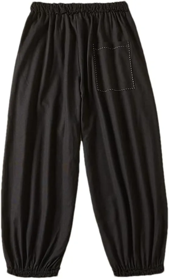Deepsko Women's Cotton and Linen Cropped Loose Elastic Waist Spring and Summer Harem Pants