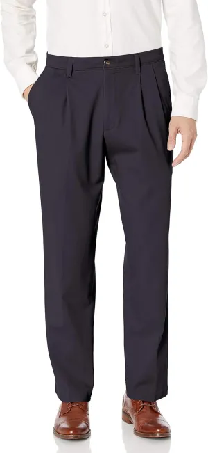 Dockers Men's Classic Fit Easy Khaki Pants-Pleated (Standard and Big & Tall), Navy, 30W x 30L